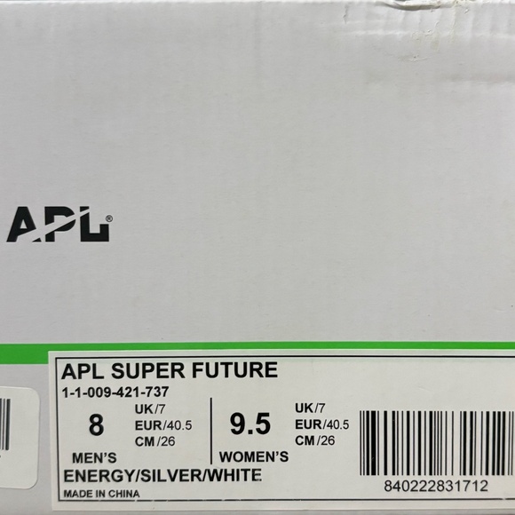 APL SUPERFUTURE Sneakers – Energy/Silver/White – Men's Size 8 – NIB - Picture 8 of 8